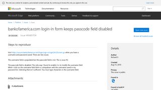 bankofamerica.com login-in form keeps passcode field disabled ...