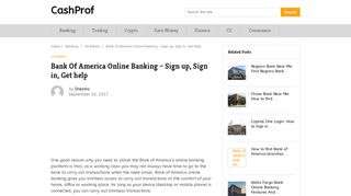 Bank Of America Online Banking - Sign up, Sign in, Get help - CashProf