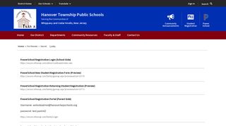 Secret / Links - Hanover Township Public Schools
