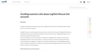 Avoiding scammers who abuse LogMeIn Rescue trial accounts