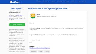 How do I create a client login using Adobe Muse? | JotForm