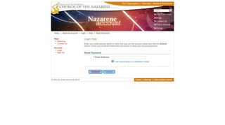 Nazarene Account :: Login :: Help :: Reset Password - Church of the ...