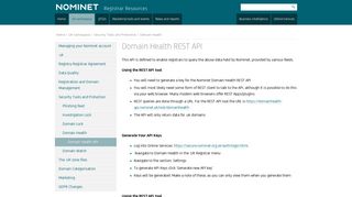 Domain Health REST API | Nominet Registrar Resources