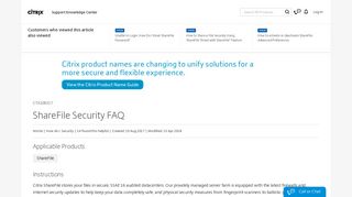 ShareFile Security FAQ - Support & Services - Citrix