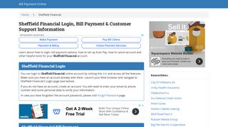 Sheffield Financial Login, Bill Payment ... - Bill Payment Online