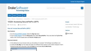 Accessing SecureFilePro (SFP) - Drake Software KB