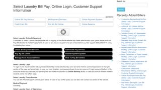 Select Laundry Bill Pay, Online Login, Customer Support Information