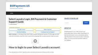 Select Laundry - (800) 365-8014 | Bill Payment & Account Login Guide