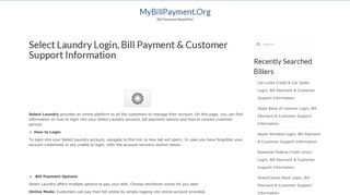 Select Laundry Login, Bill Payment & Customer Support Information