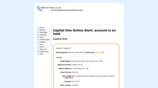 Capital One Online Alert: account is on hold - Capital One Phishing ...