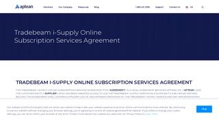 Tradebeam i-Supply Online Subscription Services Agreement - Aptean