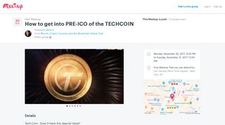 How to get into PRE-ICO of the TECHCOIN | Meetup