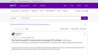 Solved: Re: Cannot access BT e-mail account on any app or ... - BT ...