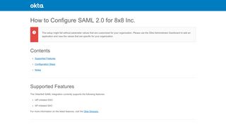 How to Configure SAML 2.0 for 8x8 Inc. - Setup SSO - Okta