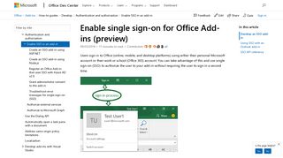 Enable single sign-on for Office Add-ins - Microsoft Docs