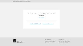 Authentication Exception Department of Education - SSO Login Page