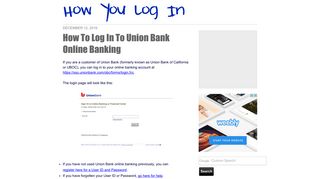 How To Log In To Union Bank Online Banking
