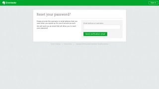 Reset Password - Evernote