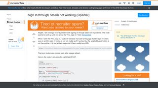 Sign In through Steam not working (OpenID) - Stack Overflow