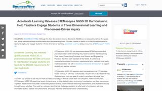Accelerate Learning Releases STEMscopes NGSS 3D Curriculum ...