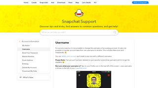 Username - Snapchat Support