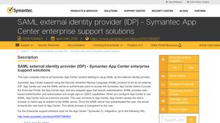 SAML external identity provider (IDP) - Symantec App Center ...