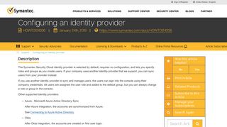Configuring an identity provider - Symantec Support