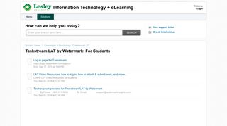 Taskstream LAT by Watermark: For Students : Information ... - Support