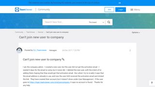 Can't join new user to company - TeamViewer Community - 24722