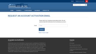 Request an account activation email - Training.dss.un.org - Online ...