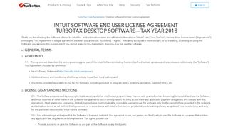 TurboTax Desktop Software End User License Agreement ... - Intuit