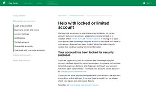 Help with locked or limited account - Twitter Help Center