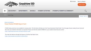 Texas Student STAAR Report Card - Grandview ISD