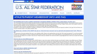 US All Star Federation: Athlete/Parent Membership Info and FAQ