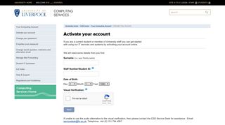 Activate Your Account - Computing Services - University of Liverpool