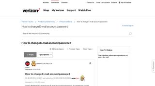 How to change E-mail account password - Verizon Fios Community ...