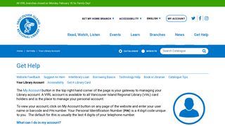 Your Library Account - Vancouver Island Regional Library