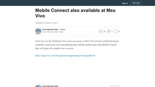 Mobile Connect also available at Meu Vivo - LinkedIn