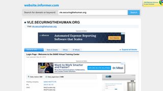 vle.securingthehuman.org at WI. Login Page - Welcome to the SANS ...