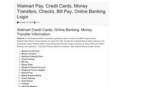 Walmart Pay, Credit Cards, Money Transfers, Checks, Bill Pay, Online ...
