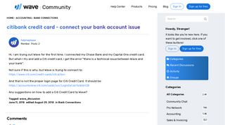 citibank credit card - connect your bank account issue — Wave ...