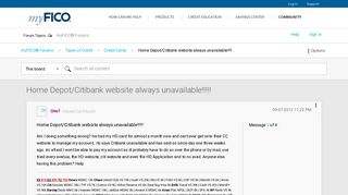 Home Depot/Citibank website always unavailable!!!!... - myFICO ...