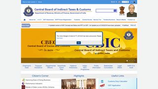 Home Page of Central Board of Indirect Taxes and Customs