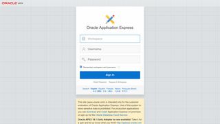 Application Express - Sign In - Oracle APEX