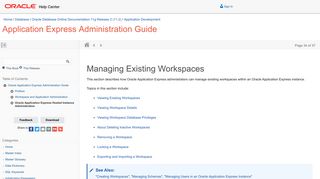 Managing Existing Workspaces - Oracle Docs