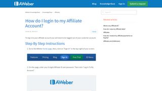 How do I login to my Affiliate Account? – AWeber Knowledge Base