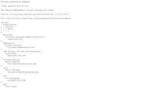Private Enterprise Numbers - Internet Assigned Numbers Authority