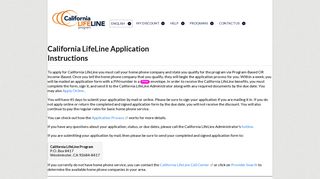 California LifeLine Application Instructions - California LifeLine