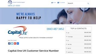 Capital One UK Customer Service Number - 0843 487 3452 | Capital ...