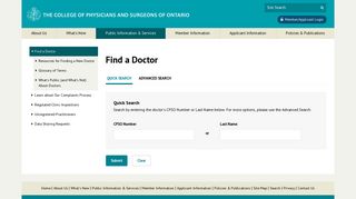 | Find a Doctor | Public Information & Services | College of Physicians ...